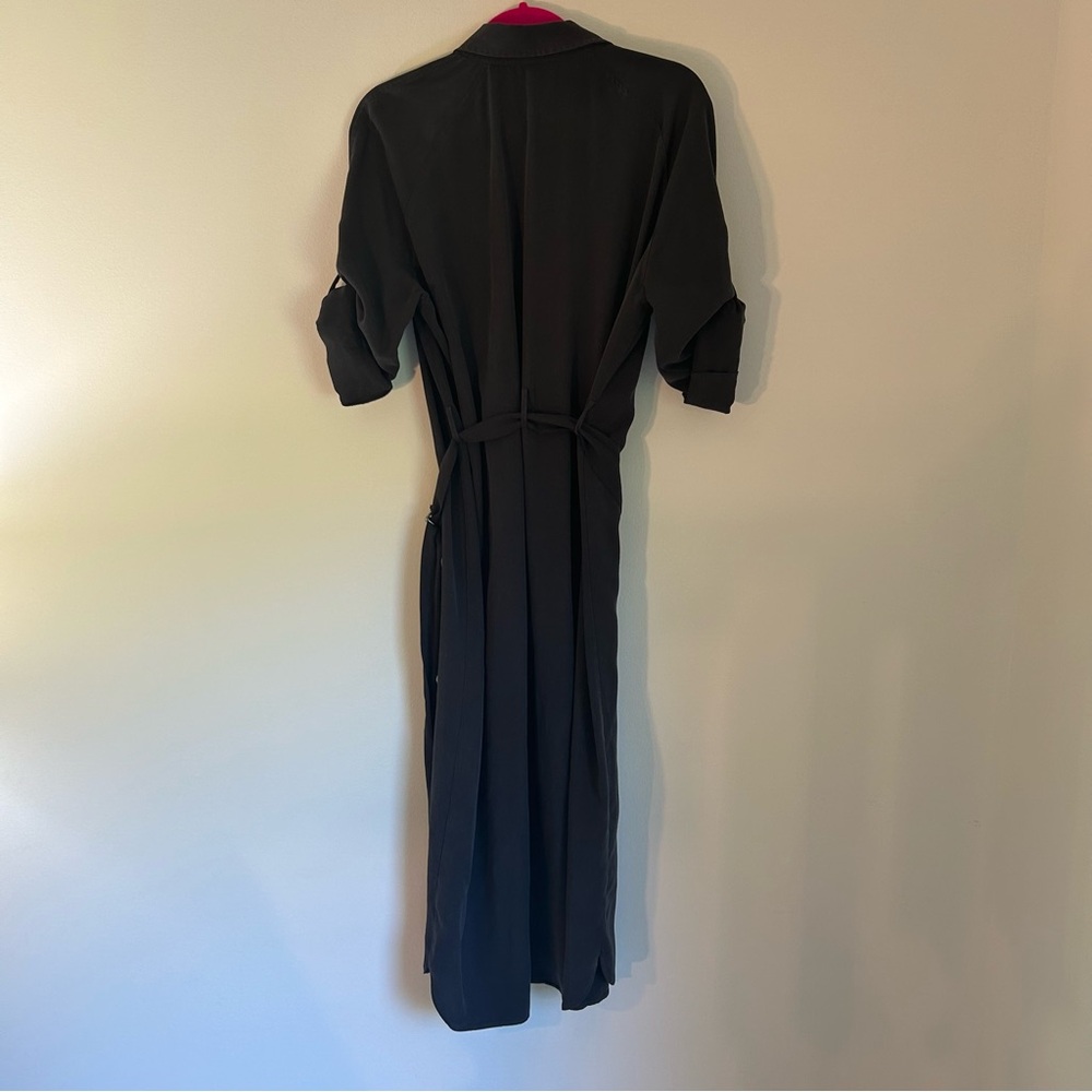 Topshop Utility Lyocell Midi Shirt Dress Belted Dark Grey Charcoal Maxi - Picture 10 of 11